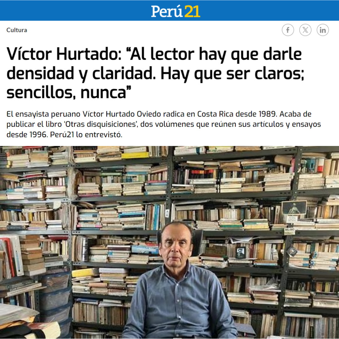 PERÚ21 VÍCTOR HURTADO AL LECTOR HAY QUE DARLE DENSIDAD Y CLARIDAD